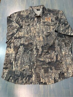 Realtree Men’s Short Sleeve Camo Vented Shirt Jacket - Brown/Green - 3XL - NWOT